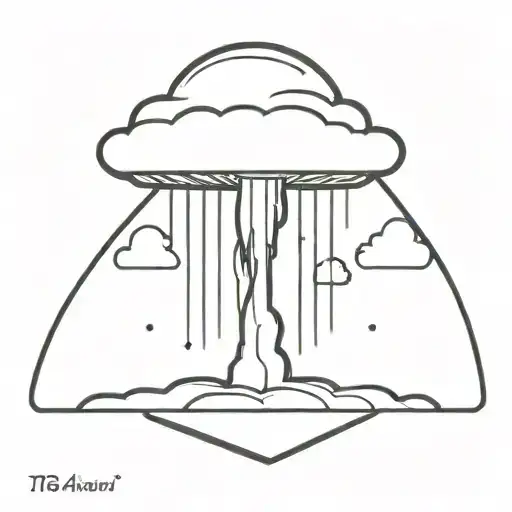 An Abstract Nuclear Explosion Mushroom Cloud In An Abstract Black Line Frame