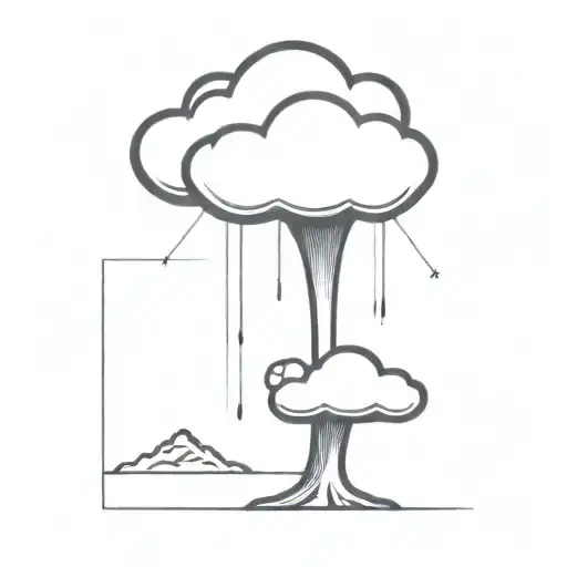 An Abstract Nuclear Explosion Mushroom Cloud In An Abstract Black Line Frame