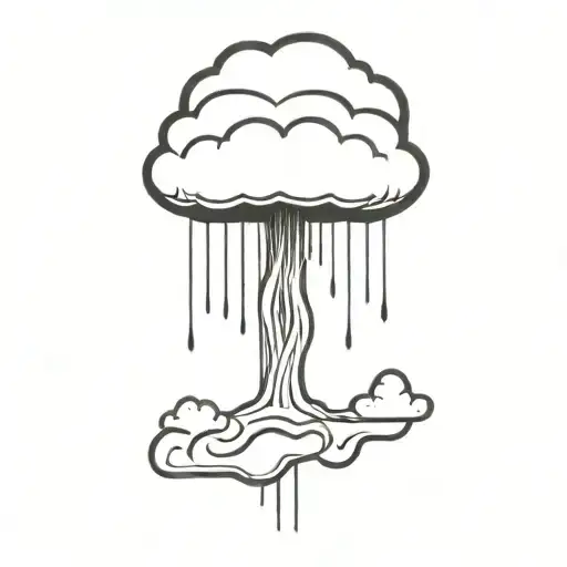 An Abstract Nuclear Explosion Mushroom Cloud In An Abstract Black Line Frame