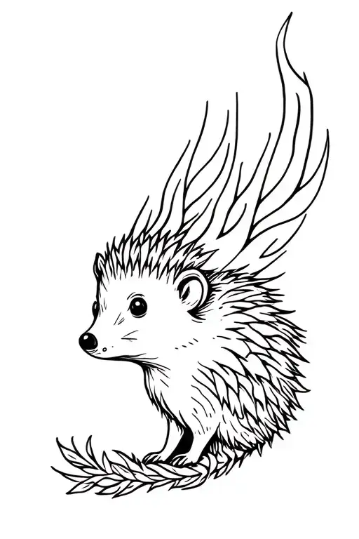 Forest Hedgehog Profile With Fiery Quills