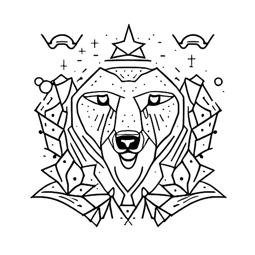 A Minimalist Silhouette Of A Wolf Howling At The Moon In A Starry Night Sky