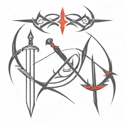 Red And Black Swords Tribal