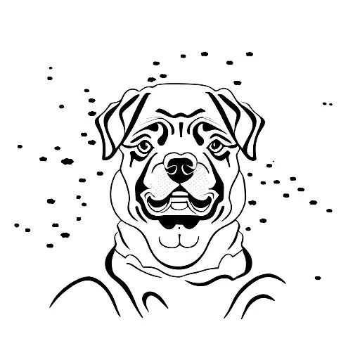 A Silhouette Of A Rottweiler Wearing A Japanese Kimono