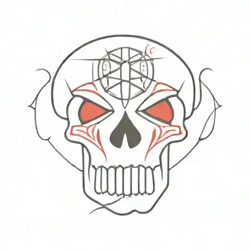 Red And Black Skull Tribal