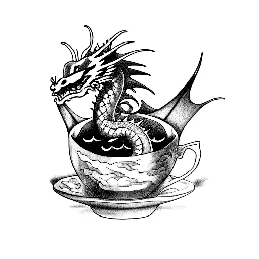 Dragon Curled Around A Teacup