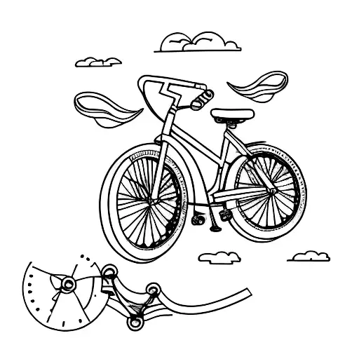 A Funny Tattoo Of An Orange Bicycle With The Number 3411 On It