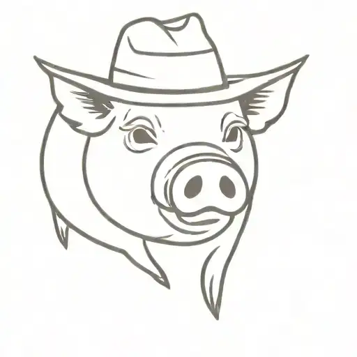 Pig With Cowboy Hat
