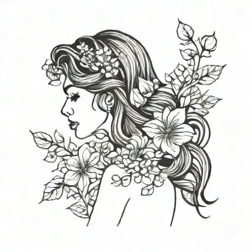 Beautiful Woman With Flowers For Hair
