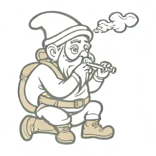 Cute Little Gnome Smoking A Pipe