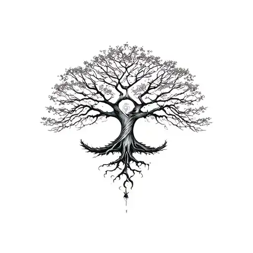 Yggdrasil Tree With Dragon Emerging Underneath