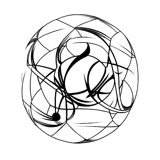 A Minimalist Tattoo Of A Soccer Ball Made Up Of Musical Symbols