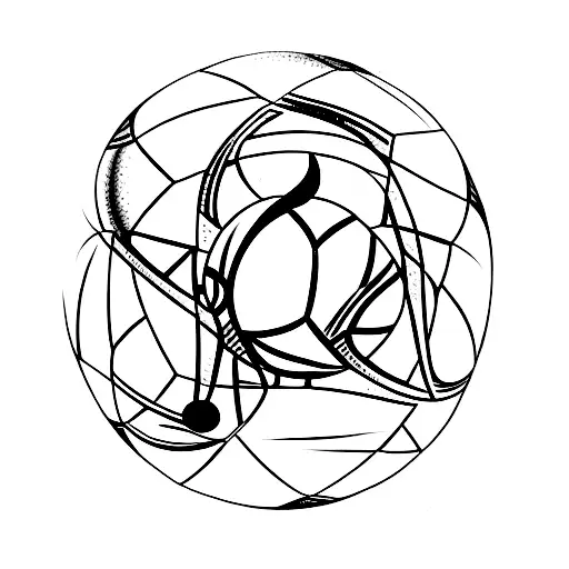A Minimalist Tattoo Of A Soccer Ball With Musical Symbols