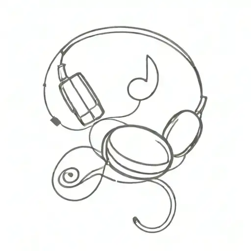 A Minimalist Coffee Bean With Headphones And A Music Note