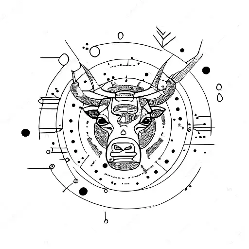 Sketch Of A Taurus Constellation Surrounded By Coffee Beans