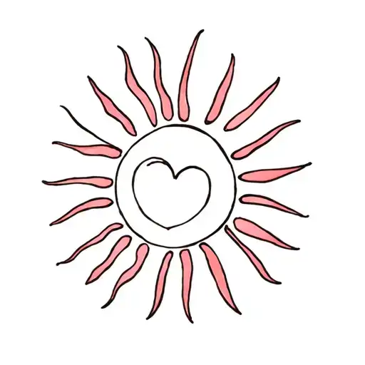 Outline Of A Sun With A Love Heart On Each Side