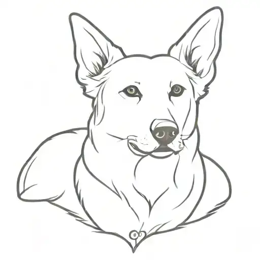 White Sheppard Dogs Ears As Outlines With A Little Z And A Heart