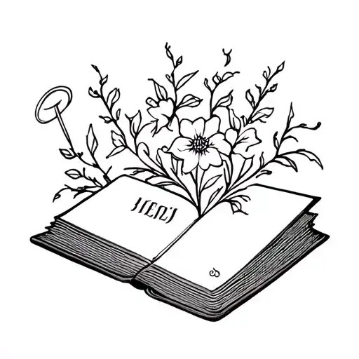 Song Of Achilles Symbols Coming Out Of A Book With Flowers And Vines