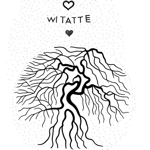 A Minimalist Tattoo Of A Tree With Wyatt And Emma's Names As Roots And Their Birthdates As Leaves