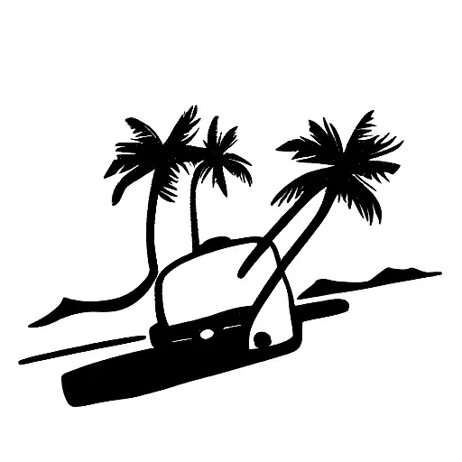 4X4 Driving On A Beach With Palmtrees And The Ocean In The Background