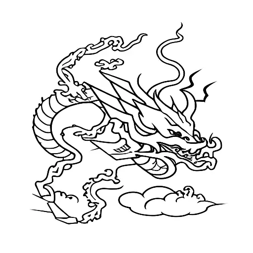 Dragon Next To A Sword And A Helmet