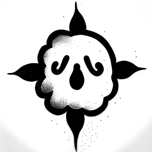 Black And White Ghost Holding A Black And White Sunflower