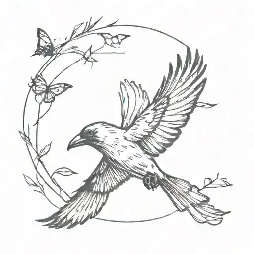 The Crow Chasing The Butterfly