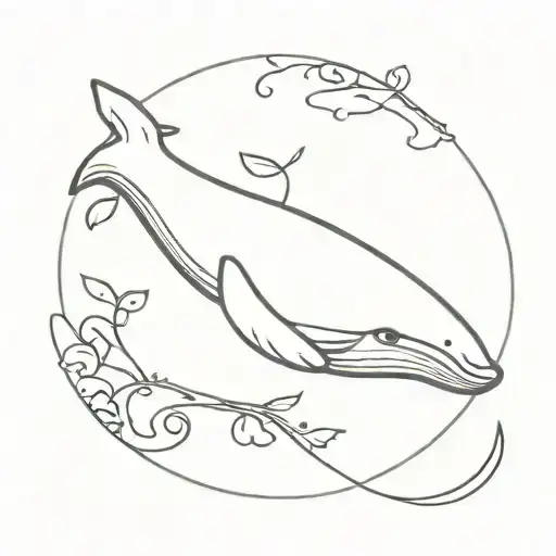 Minimalist Whale Tattoo With The Word Mom Discreetly In It