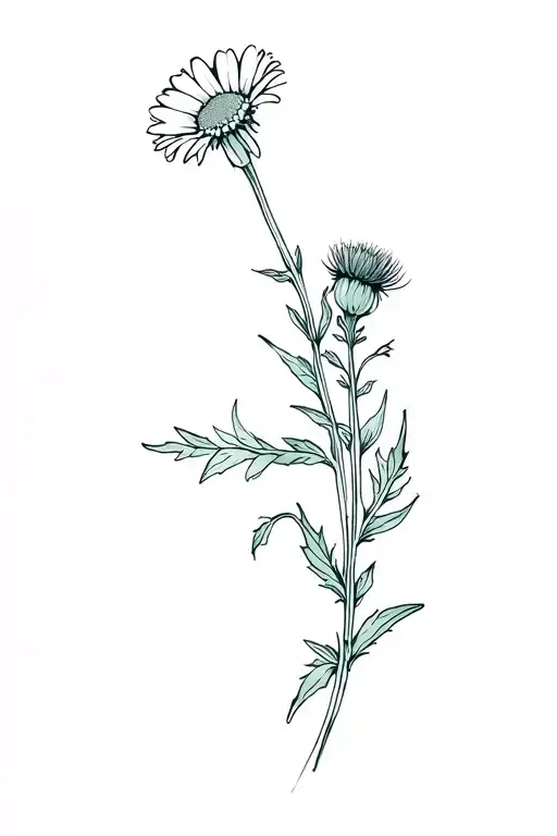 A Tardis With The Stalks Of A Daisy And A Thistle Wrapped Around It