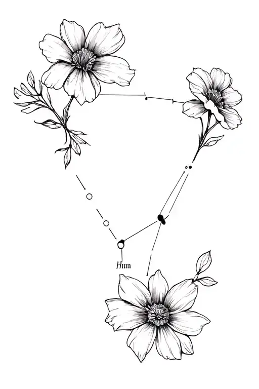 Gemini Constellation With Flowers On It Which Remains Minimalist But The Flowers Must Be Working