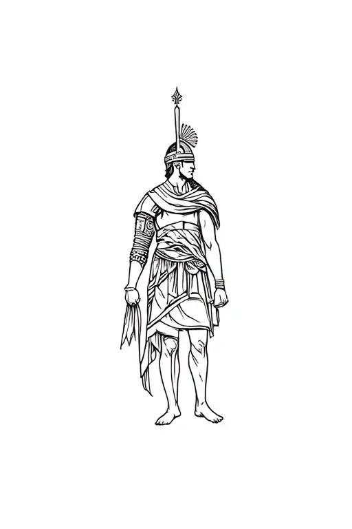 Gladiator And Coleseum In Fine Line Style