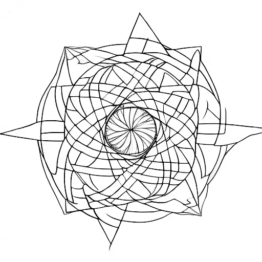Lines And Swirls That Are Disconnected But Form A Seven Sided Star