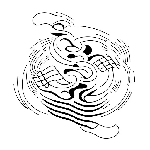 A Guitar Merging Into A Flowing River Written Riha