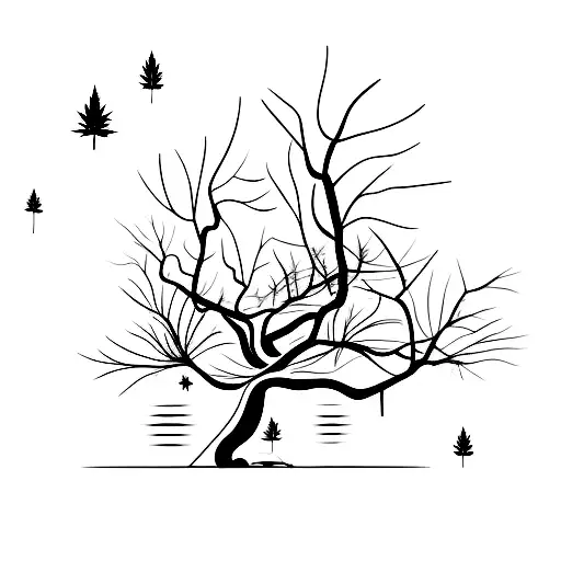 A Minimalist Representation Of A Haunted Forest With Cannabis Leaves Falling Like Ghostly Spirits