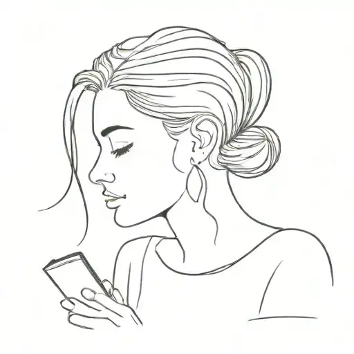 Profile Head Of Slovic Girl Reading Book