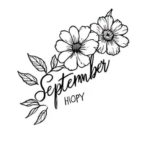 September Birth Flower With September Written In Cursive