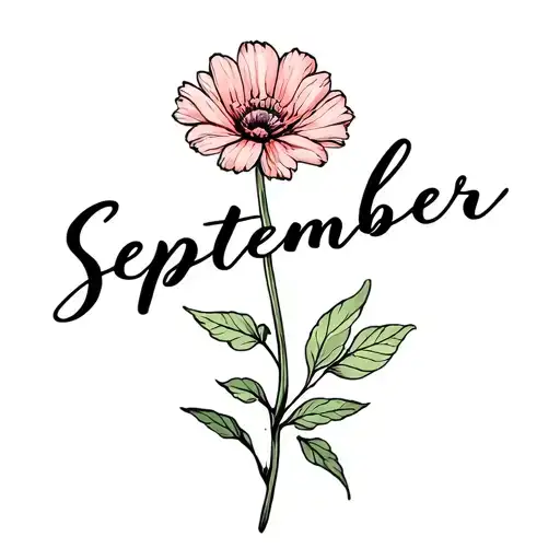 September Birth Flower With The Word September Written In Cursive