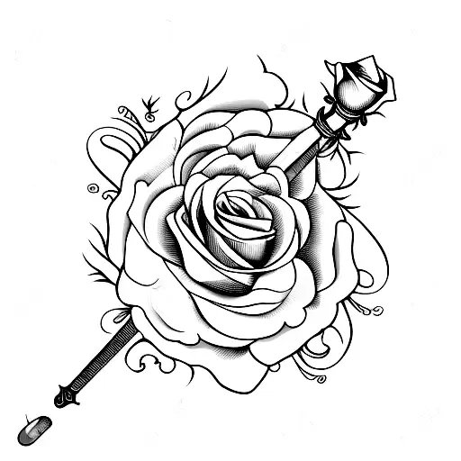 Sword Shape Like Rose And Love