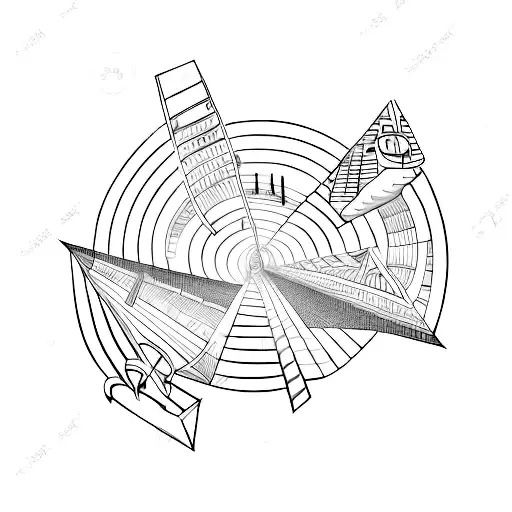An Abstract Representation Of An Ancient Egyptian Pyramid With Musical Notes Floating Around It