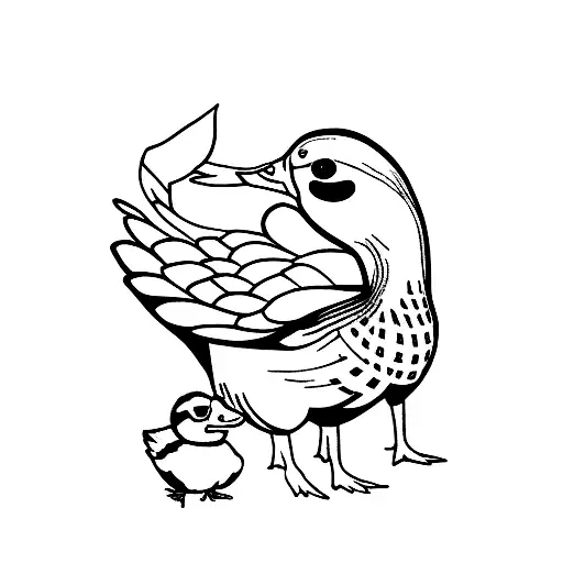 Mother Duck With 2 Ducklings