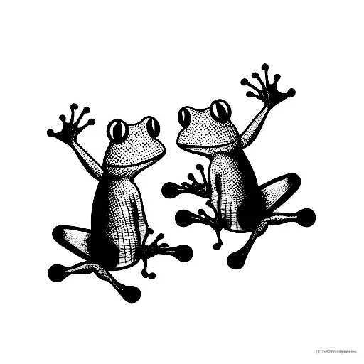 Two Cartoon Frogs Wearing Spiderman Masks Pointing At Each Other