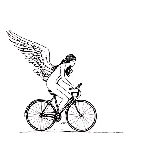An Angel On A Bicycle Leaning