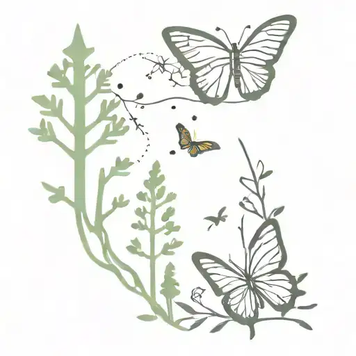 Forest And Butterfly Flying