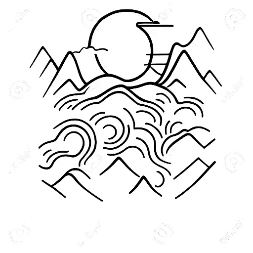 Mountain With Beach Waves With Sumbol Showing Humility