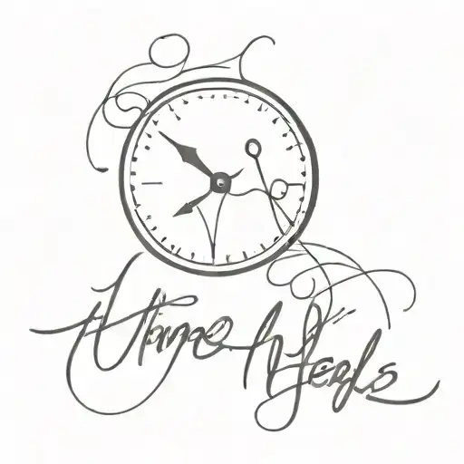 Time Heals In Cursive Fine Line
