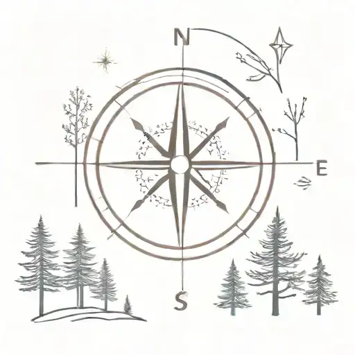 Compass With Trees Growing