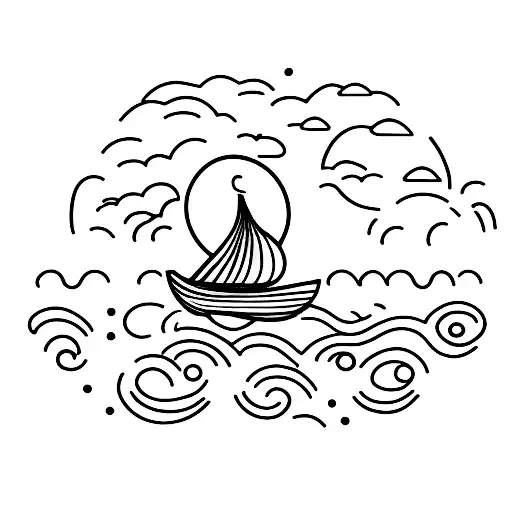 Small Boat Sitting In The Ocean