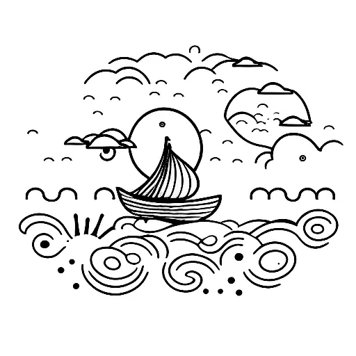 Small Boat Sitting In The Ocean