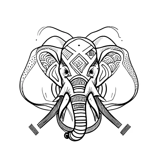 Elephant With Semicolon At Center Of Head And Infinite Symbol At Top Of The Head
