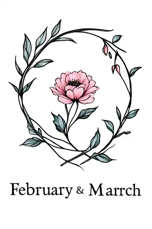 February And March Birth Flowers Intertwined