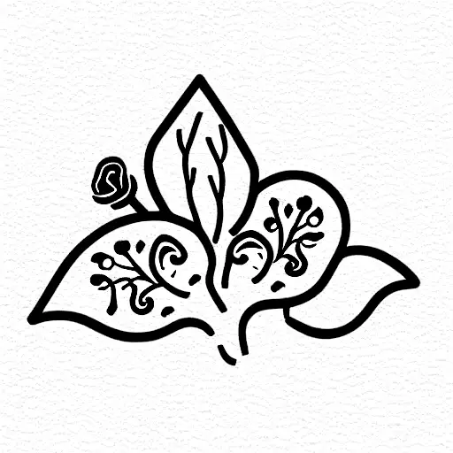 Plant Vine With Mushrooms And Flowers